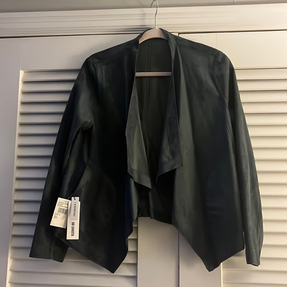 NWT BB Dakota Reversible Faux Leather/ Suede Jacket; color gray; size medium